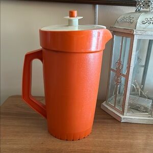 Vintage Orange Pitcher with Lid
